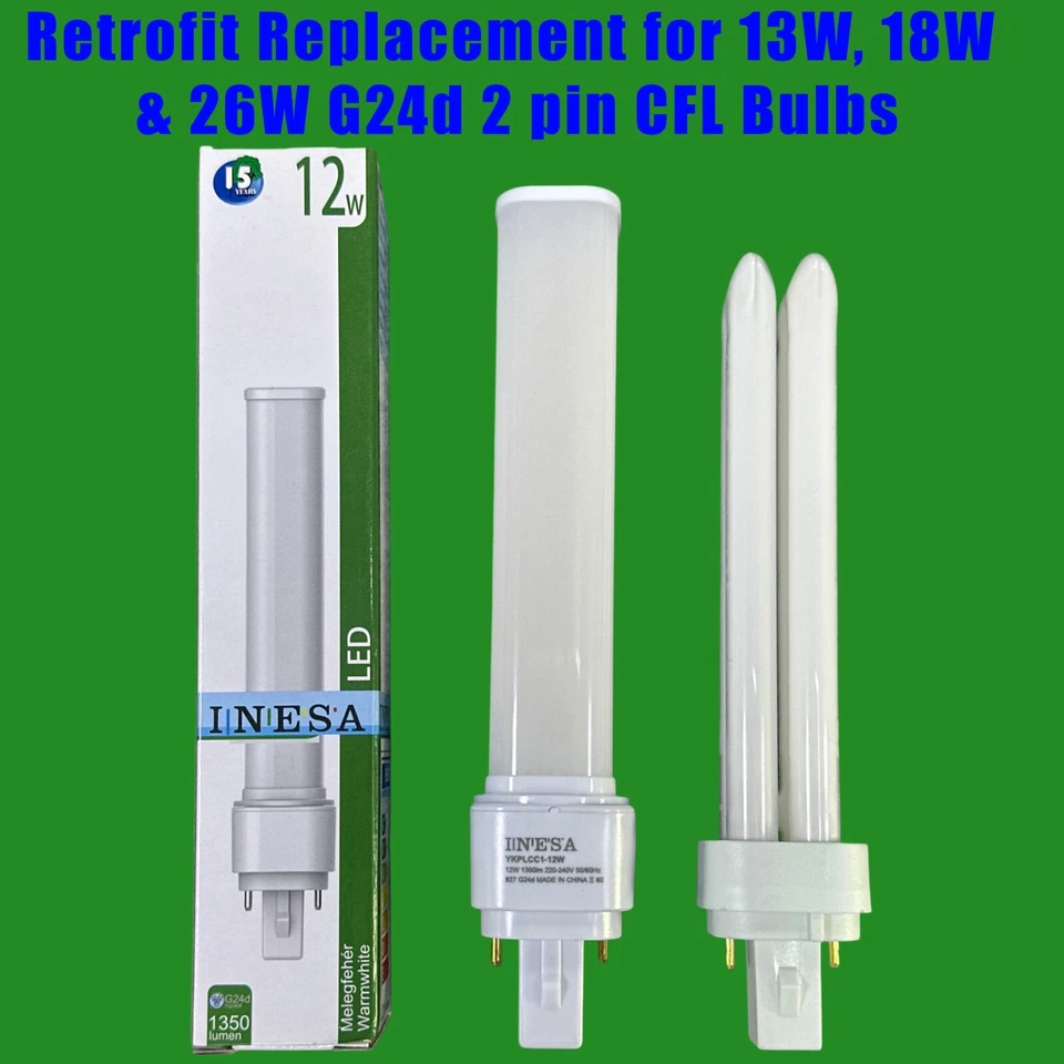 2x 12W = 32W LED Nachrüstung PLT drehbar G24D 2 Pin Glühbirne 2700K Warmweiß - Bild 2 von 4