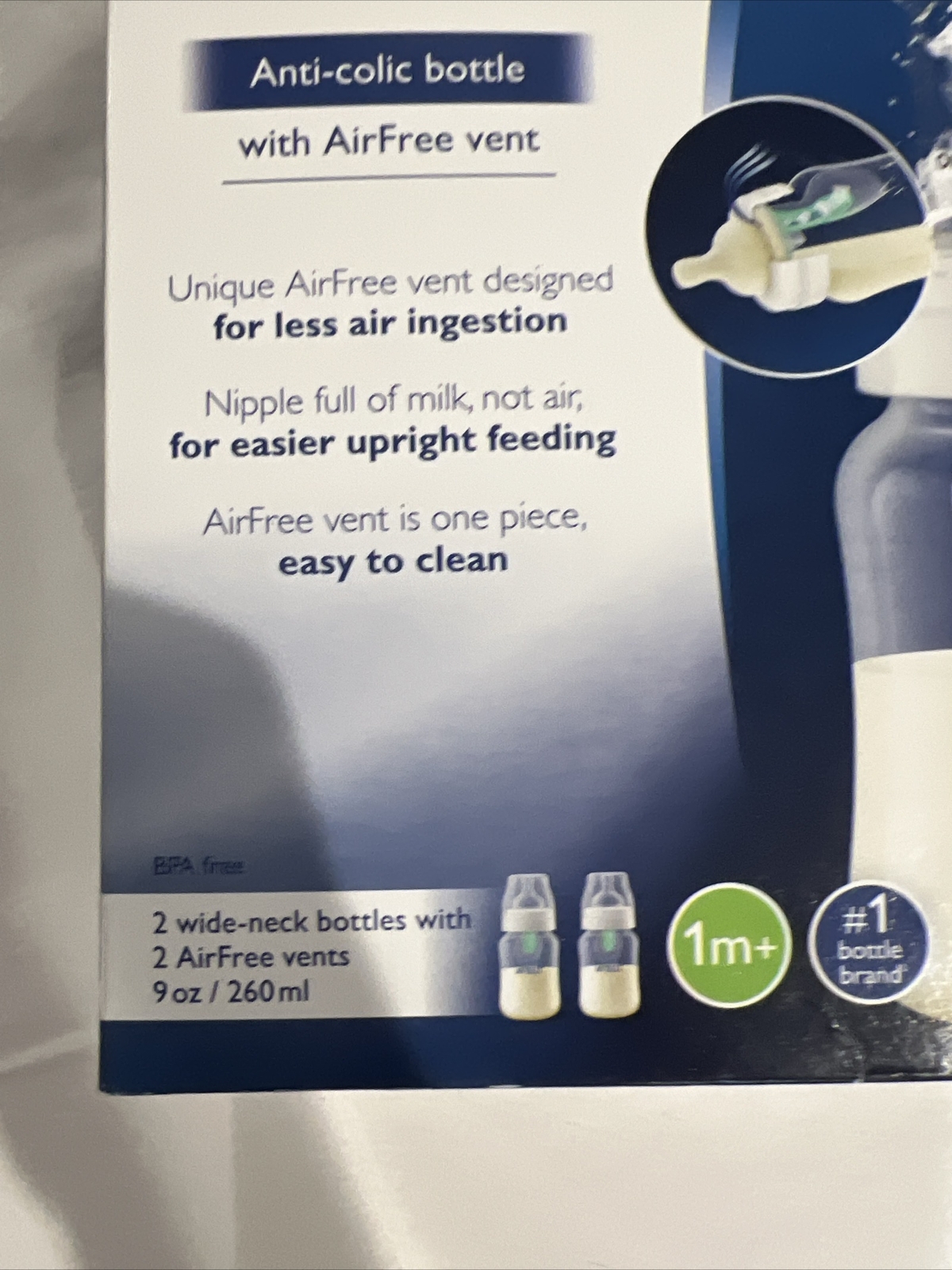 2 Pack Philips AVENT Anti-Colic Baby Bottles w AirFree Vent, 9oz, Clear, Flow 2