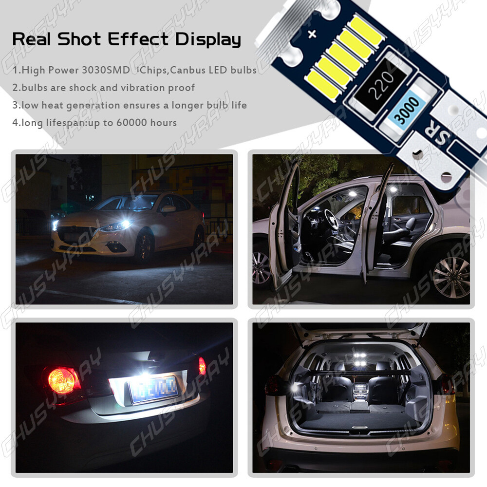 5-Pack CHUSYYRAY T10 6000K LED Bulbs – Interior, License Plate, Parking Light