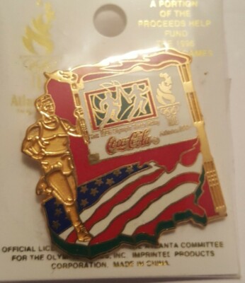 Vintage Collectible Pin Atlanta 1996 USA Olympic Torch Relay Coca Cola New 120