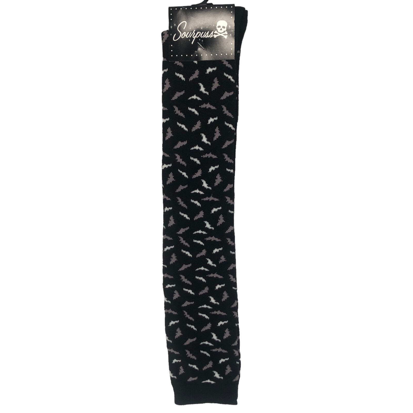 Sourpuss Black White Gray Bats Knee Thigh High Socks Goth Punk Emo