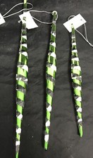 Melrose International/Icicle Orn/Clear w/Green Stripe Design/Set of 3//NIB//