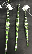 Melrose International/Icicle Orn/Clear w/Green Stripe Design/Set of 3//NIB//