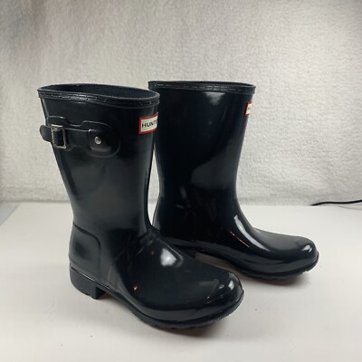 Hunter Original Tall Gloss Pull On Rain Boots Women Size 8 Closed Toe 8025