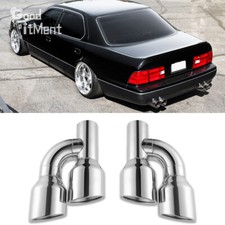 2Pcs For Lexus LS 430 460 Dual Exhaust Pipe Tips 2.5" Inlet 4" Out 11.25" Length