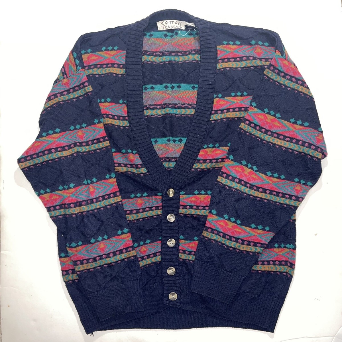 Vintage 80s 90s Cotton Traders Aztec South Western Cardigan