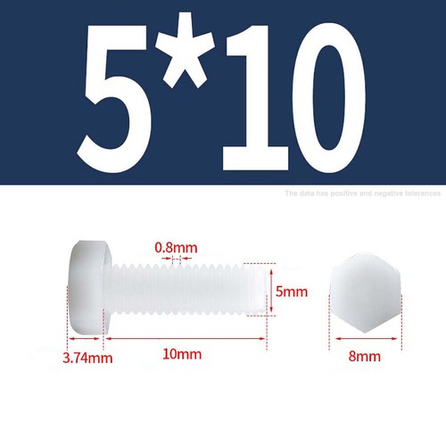 M3 - M12 White Nylon Bolt Hex Set Screws DIN 933 Hexagon Set Screws Grade 66 - Picture 30 of 91