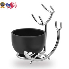 Deluxe Razor and Shaving Brush Stand with Bowl 2 Pcs Razor and Brush Holder