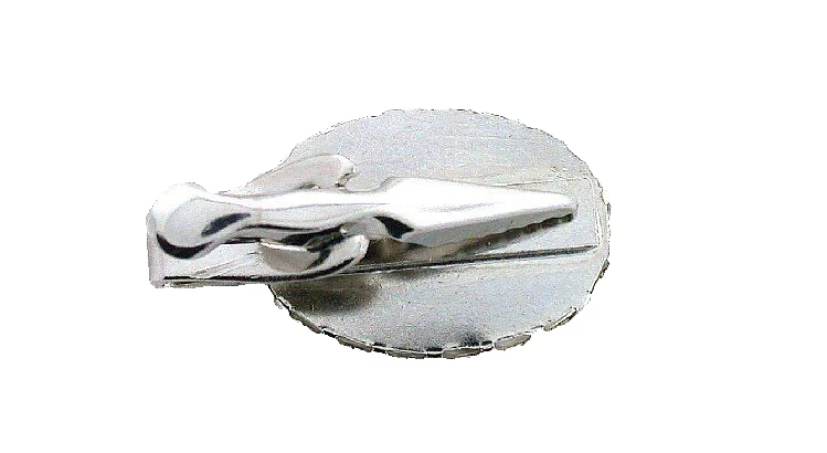 ONE - 1 1/3 INCH OVAL GREEN AGATE CAB GEMSTONE GEM SILVER COLOR TIE CLIP BAR  - Image 2 of 2