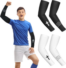 Youth Compression Arm Sleeves for Football, Baseball, and Volleyball - 2 Pairs