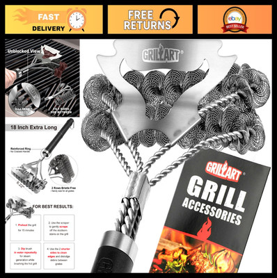 Bristle-Free Grill Brush for Outdoor BBQ - 18'' Stainless Steel Cleaner Tool - Sa