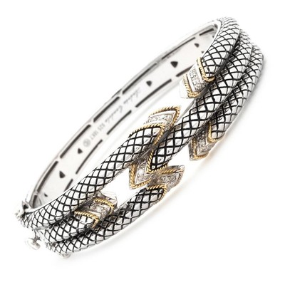 Andrea Candela 18k Gold & Sterling Pave Diamond Vintage Cable Bracelet ACB346/19