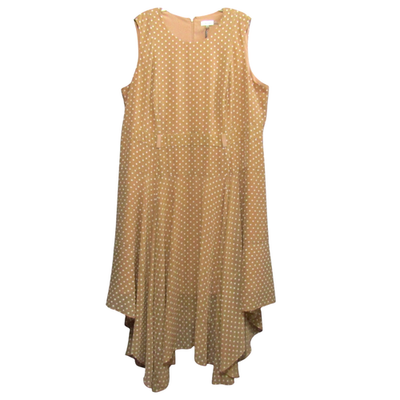 Calvin Klein Mocha Brown Polka Dot Sleeveless Handkerchief Dress Sz 24W No  Belt | eBay