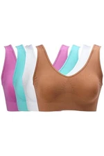 Rhonda Shear Women's 4-pack Seamless Bra Sienna/White/Magenta/Celeste