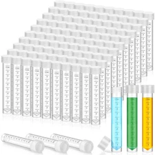 Kanayu 400 Pcs 10ml Plastic Test Tubes with Lids Vial Cap Container Small Storag