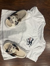 Top y pantuflas de pijama con estampado de vaca para mujer