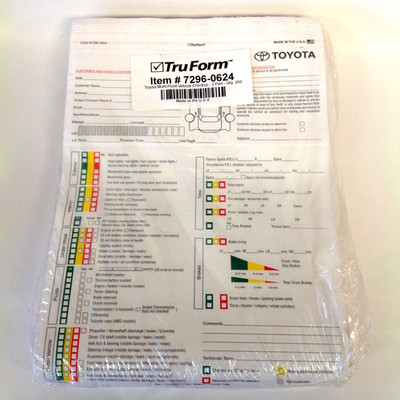 250 Toyota Multi-Point Vehicle Checkup Form 3-Part 7296-0624 TruForm 8.5 x 11.75