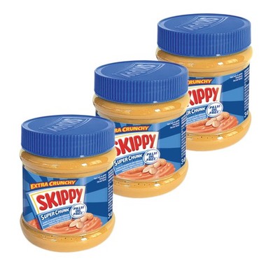 SKIPPY 3x Erdnussbutter ''Super-Chunk'' Peanut Butter Crunchy Ohne Palmöl 3x 340g
