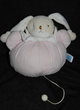 🍀Peluche Doudou Lapin Boule TROUSSELIER Musical Rose Blanc Boite à Musique