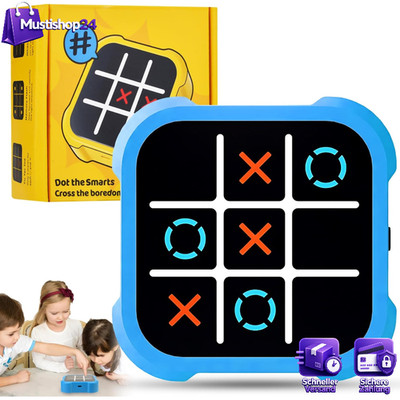 Tic-Tac-Toe Spiel 3-in-1 Elektronisch Konsole Blau Puzzlespiel für Kinder