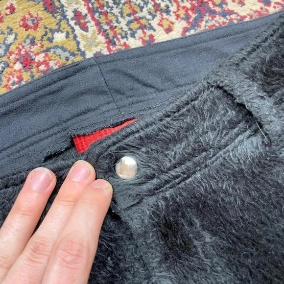 Vintage lip service fuzzy faux fur fleece black flared womens grunge pants 30 - Image 3 of 4