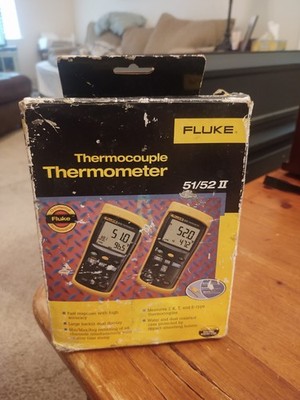 Fluke 52 II Digital Thermocouple Thermometer, 2 Channels, J K T E Types