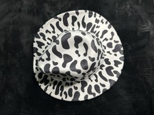 Animal/cow Print Fedora/cowboy Hat Black White Adjustable Women Blended Fabric