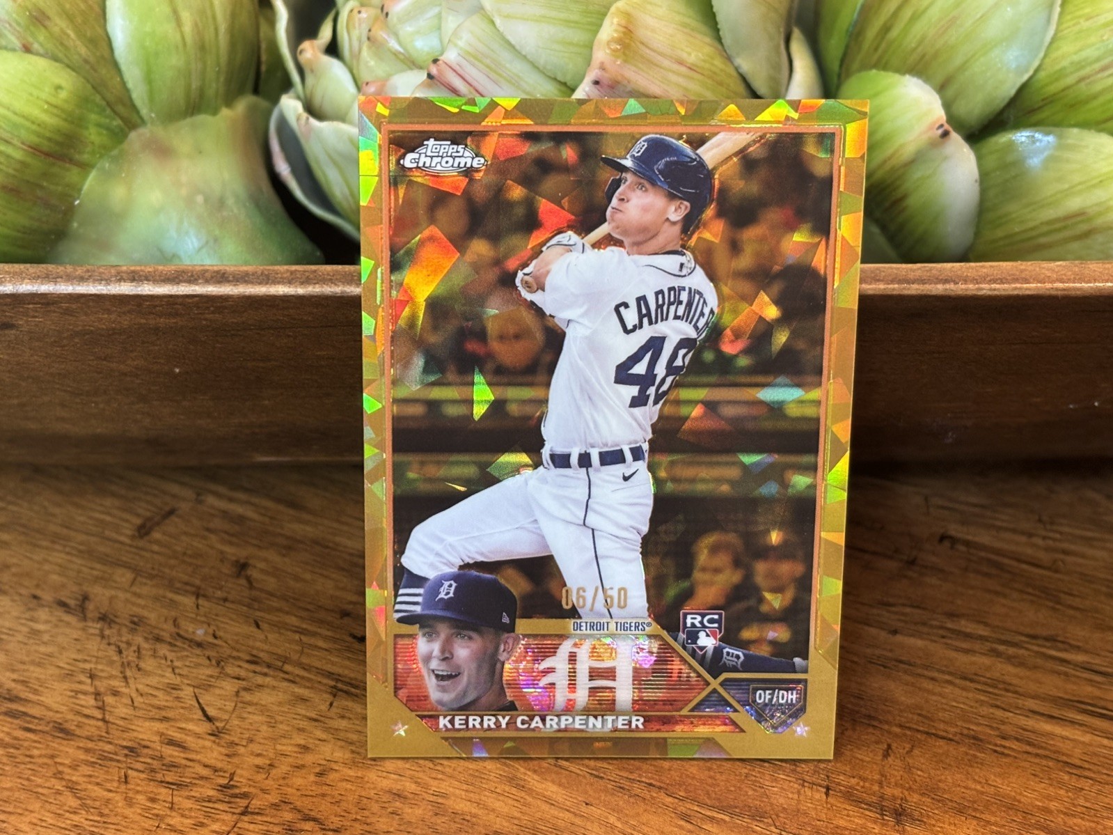 2023 Topps Chrome Sapphire Edition Kerry Carpenter Gold /50 RC #394 Tigers
