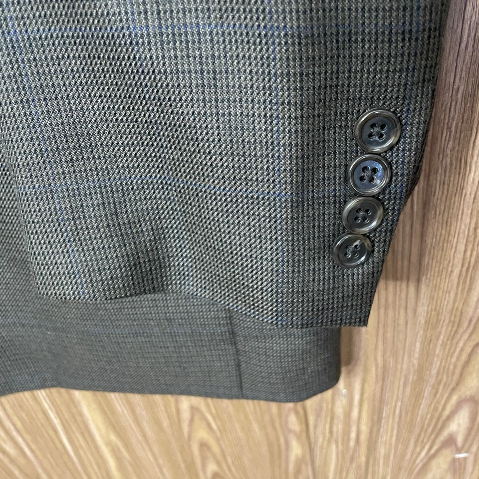 Izod Sport Coat Mens 44L Brown Multicolor Check Polyester Rayon Double Vented - Image 3 of 4