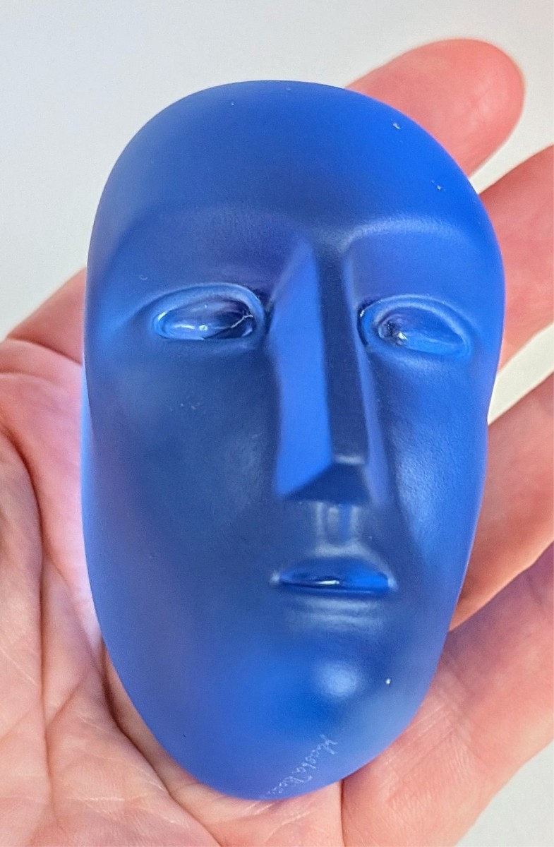 Kosta Boda Bertil Vallien Blue Art Glass BRAINS Head