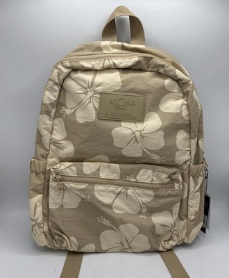 Aloha Collection Keep it Light Hana Hau Backpack Beige Creme Dune Hibiscus NWT