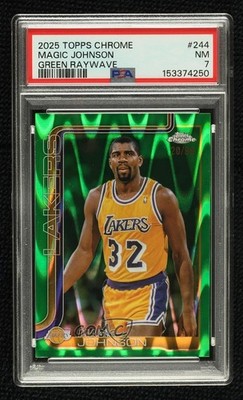 2025-26 Topps Chrome Green RayWave Refractor 20/99 Magic Johnson #244 HOF 06or