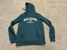 Hollister Green Hoodie Small Embroidered Logo Pullover Casual Sweatshirt