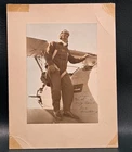 WW2 Era Military Pilot Cadet Standing on Biplane Wing Autographed Ace Armstrong