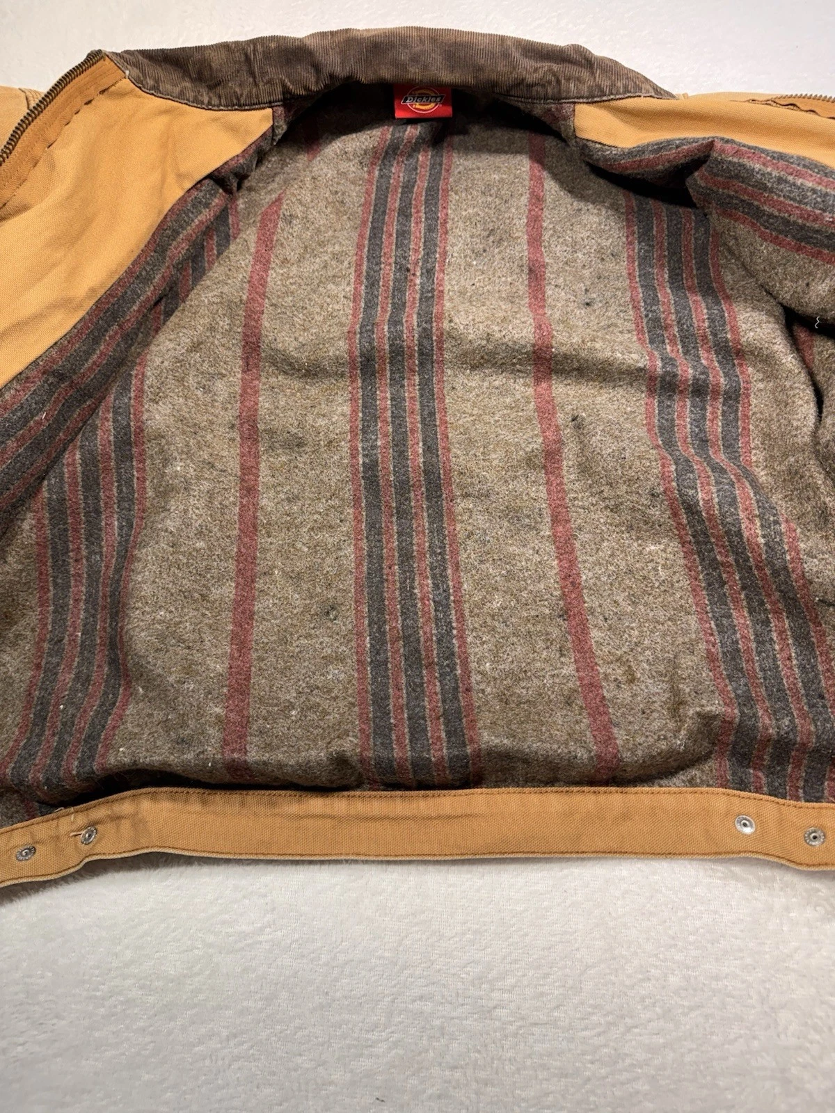 Dickies Detroit Style Work Jacket Brown Canvas Blanket Lined Est XL image 2