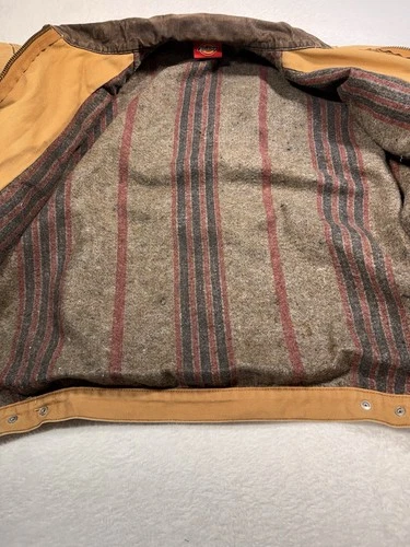 Dickies Detroit Style Work Jacket Brown Canvas Blanket Lined Est XL image 2