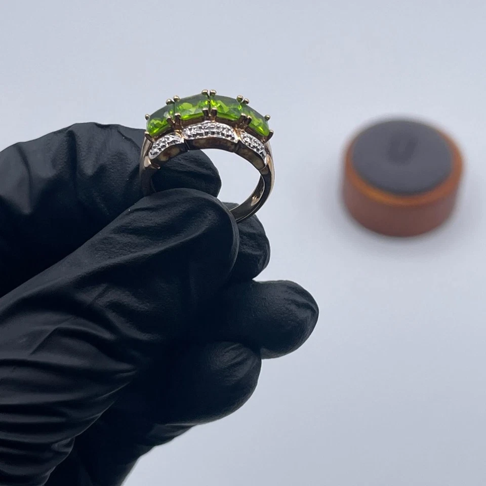 Anel Peridoto Ross-Simons Prata Esterlina 925 Banhado a Ouro 14k Vintage - Imagem 3 de 4