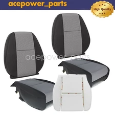 Front Both Bottom Top Cloth Seat Cover Gray Foam Pad For 07-14 Silverado Sierra