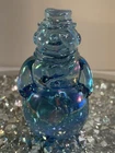 FENTON GLASS  BLUE IRIDIZED SNOWMAN FIGURINE