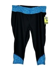 Xersion Black Cool Spacedye Performance Fit Fitted Capri Mid Rise Leggings 2X