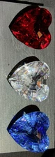 Set Of 3:  Swarovski SCS Renewal Hearts: Clear, Red & Blue -with boxes