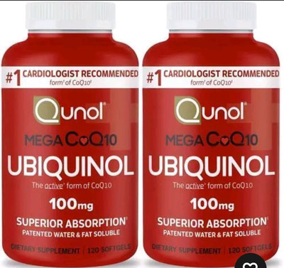 Ubiquinol CoQ10 100mg Softgels, Qunol Mega 120 X 2  Count (Pack of 2) 2028