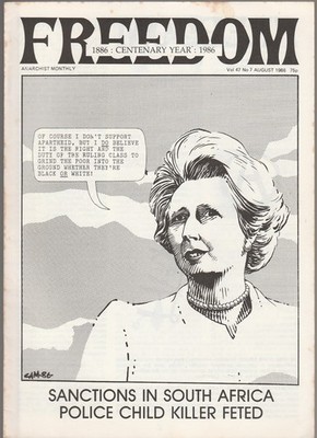 FREEDOM.  Vol 47  No 7 . August  1986.  Anarchism, anarcho, anarchist UK
