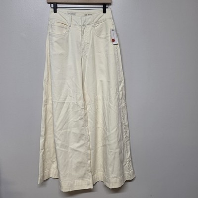 Anthropologie Pilcro Wide Leg Cropped Pants Women's 25 Buttercream NWT High Rise