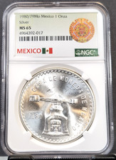 1980/79 MEXICO SILVER 1 ONZA MINT PRESS NGC MS 65 BLAZING LUSTER GEM BU OVERDATE