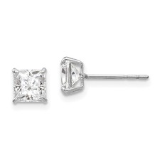 14k White Gold Madi K 5mm Square CZ Post Earrings Kids