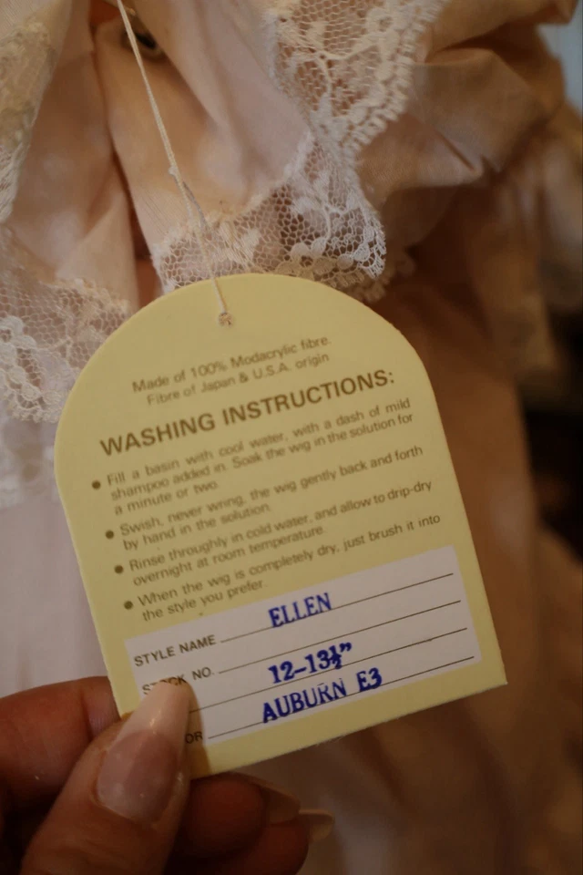 Peluca muñeca alemana antigua talla 12-13 castaño rojizo Foto 4 de 4