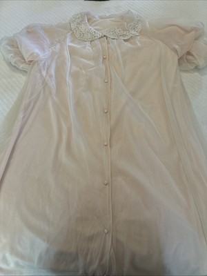 Vintage GOSSARD ARTEMIS Layered Chiffon NYLON Lace Collar PEIGNOIR ROBE Size M