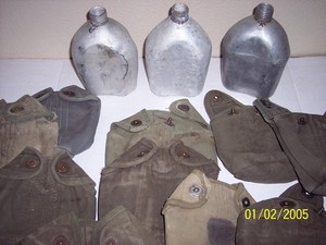 Lot of 11 Genuine US WW2 M1910 Canteen Covers & canteens 1942 & 2-1945 dates