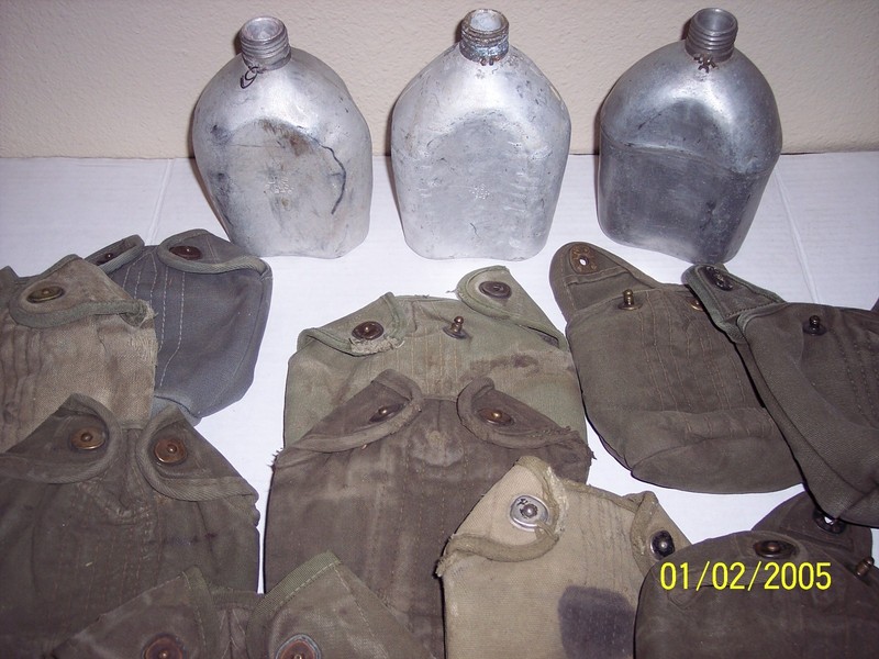 Lot of 11 Genuine US WW2 M1910 Canteen Covers & canteens 1942 & 2-1945 dates